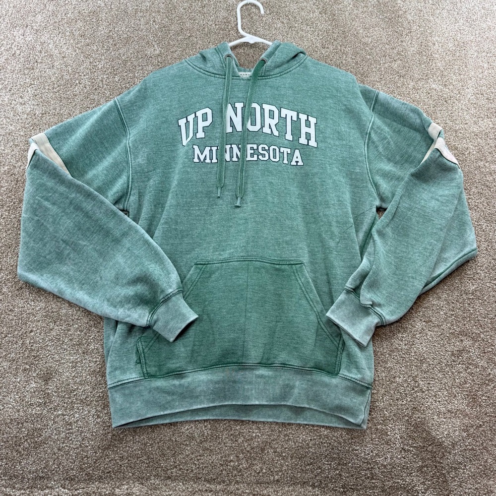 U.S. Vintage 1965 Up North Minnesota Graphic Hoodie Green Women's M Pullover